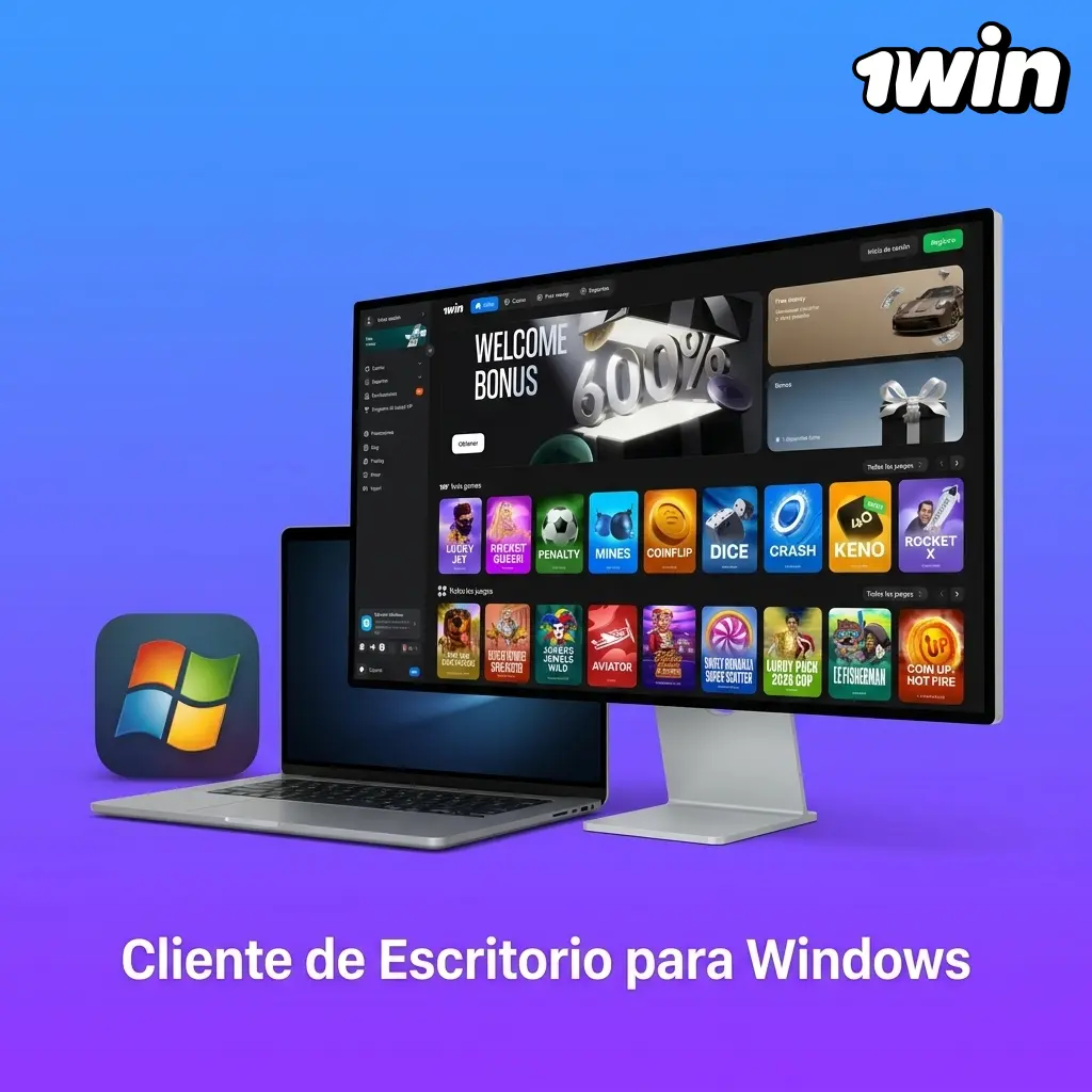 Cliente de escritorio 1win para Windows con interfaz optimizada para pantallas grandes y conexiones estables