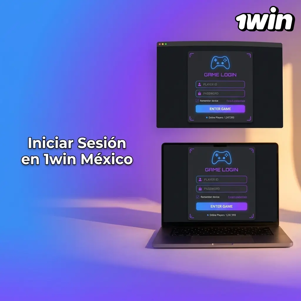 Pantalla de inicio de sesión en 1win México con opciones de acceso por correo, teléfono, Google o Telegram.