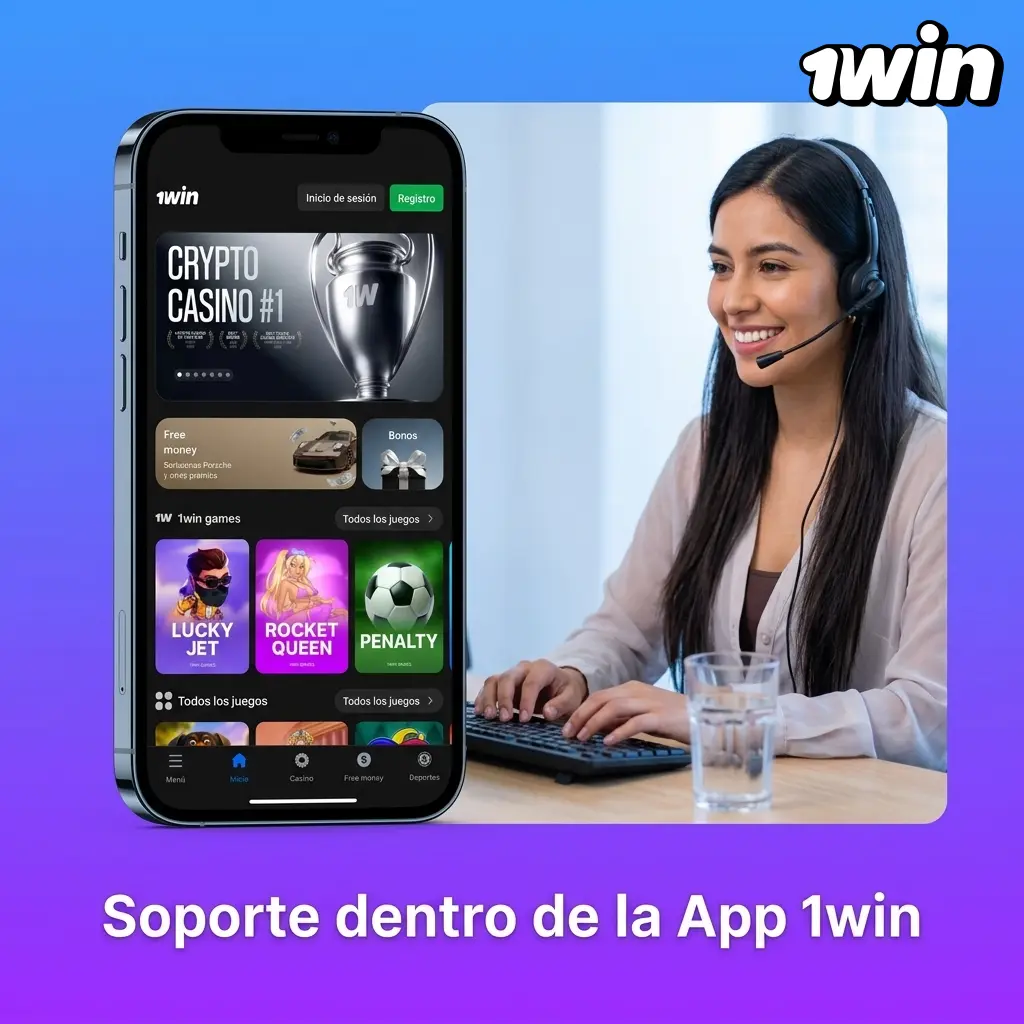 Soporte 24/7 dentro de la app 1win: chat en vivo, correo, teléfono y Telegram disponibles